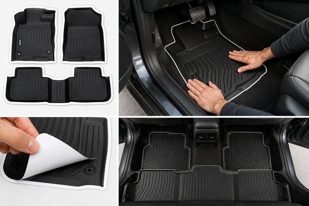 Lámina protectora autoadhesiva para el suelo del coche, negra y recortable, vista 3